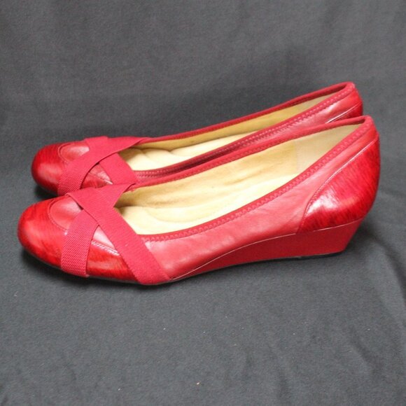 Michelle D Red Patent Low Heel Wedges - Picture 5 of 13